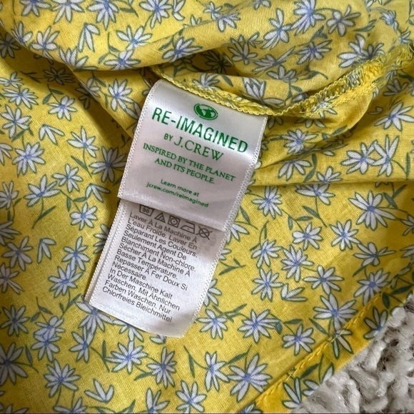 J. Crew Yellow Floral Embroidered Flutter Sleeve Top Blouse - Picture 6 of 9